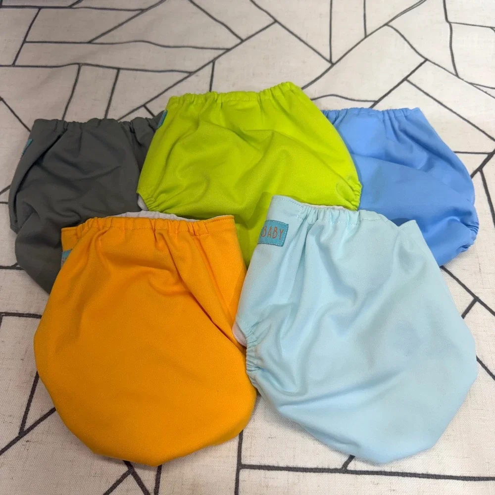 AlvaBaby Cloth Diapers OS Multicolor 5 Pack Adjustable Pocket Snaps NO LINERS‎